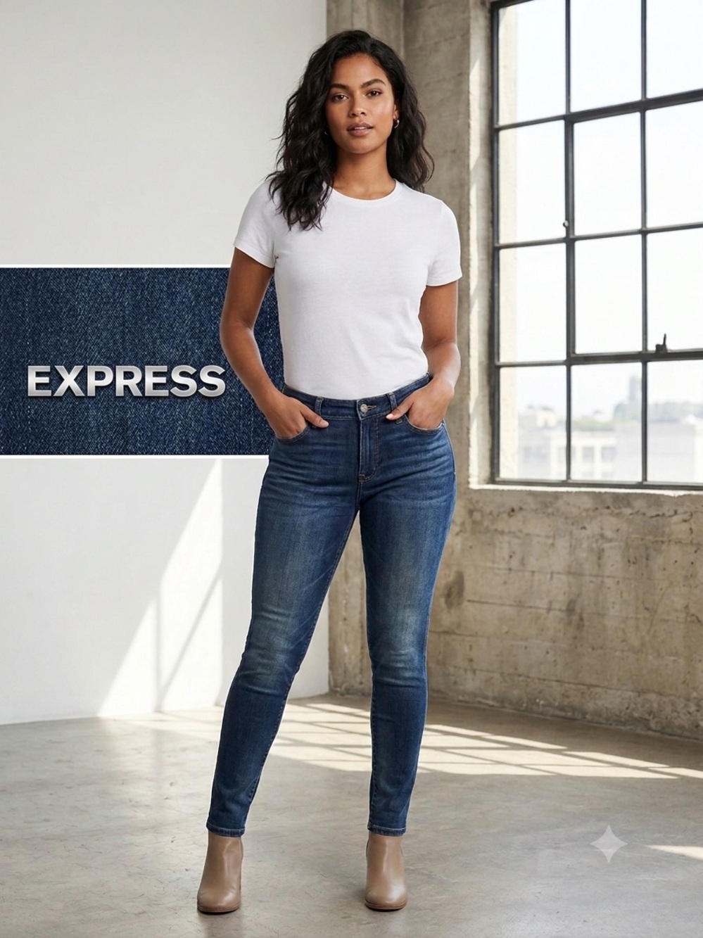 Express Skinny Jeans in Dark Blue Wash